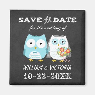 Leuke Uilen Bruiloft Chalkboard Stijl Save the Dat Magneet