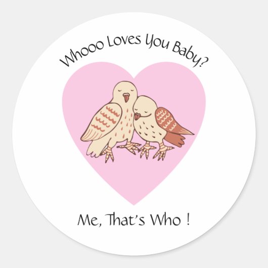 Leuke uilen die van je houdt Baby shower Valentijn Ronde Sticker (Voorkant)