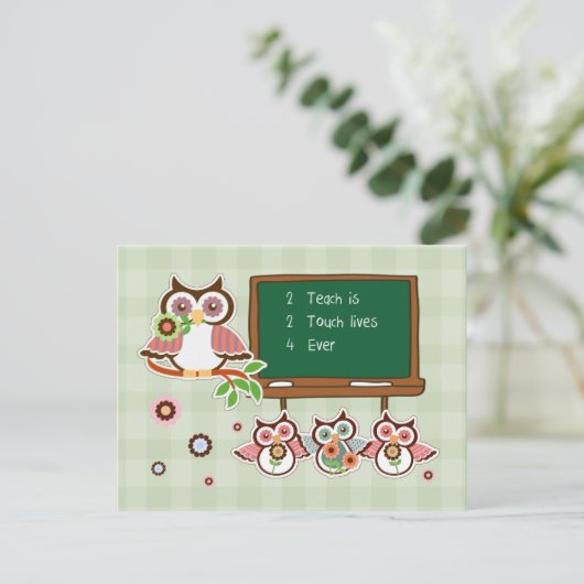 Leuke uilen leraar waardering briefkaart (Staand voorkant)