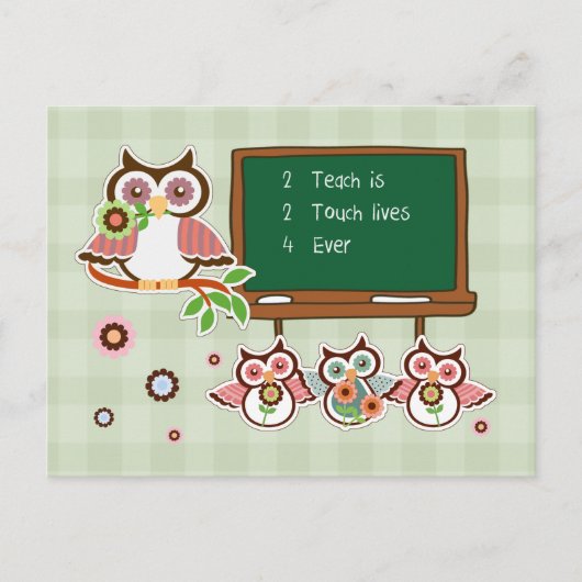Leuke uilen leraar waardering briefkaart (Voorkant)