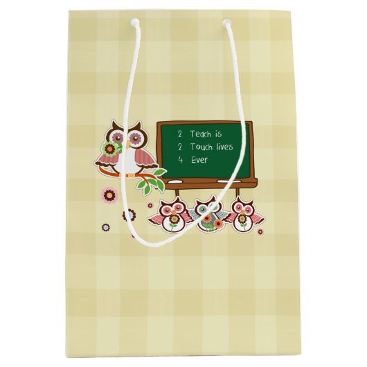 Leuke uilen leraar waardering medium cadeauzakje (Voorkant)