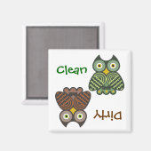 Leuke uilen schoon vuile vaatwasser magneet (Voorkant / Achterkant)