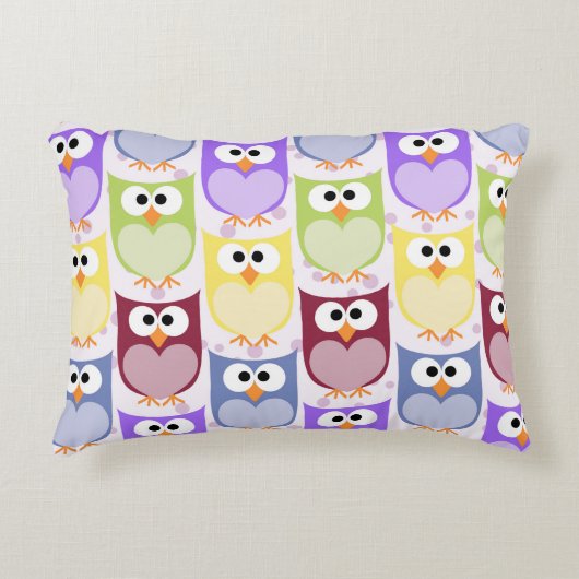 Leuke uilen, Uil Pattern, Baby uilen, Kleurrijke u Accent Kussen (Voorkant)