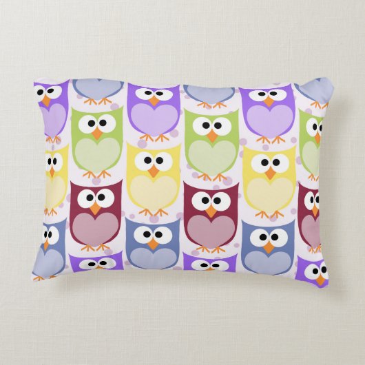 Leuke uilen, Uil Pattern, Baby uilen, Kleurrijke u Accent Kussen (Achterkant)