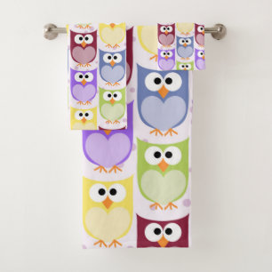 Leuke uilen, Uil Pattern, Baby uilen, Kleurrijke u Bad Handdoek