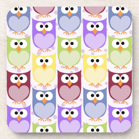 Leuke uilen, Uil Pattern, Baby uilen, Kleurrijke u Bier Onderzetter (Voorkant)