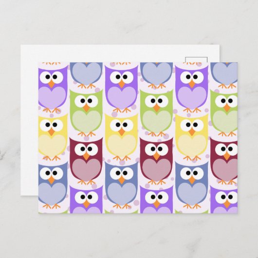 Leuke uilen, Uil Pattern, Baby uilen, Kleurrijke u Briefkaart (Voorkant / Achterkant)