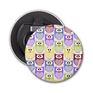 Leuke uilen, Uil Pattern, Baby uilen, Kleurrijke u Button Flesopener