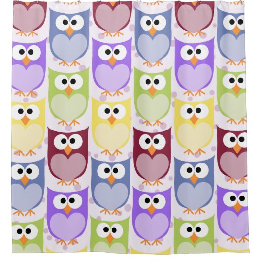 Leuke uilen, Uil Pattern, Baby uilen, Kleurrijke u Douchegordijn (Voorkant)