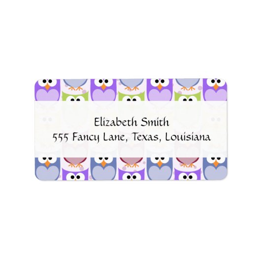 Leuke uilen, Uil Pattern, Baby uilen, Kleurrijke u Etiket (Voorkant)