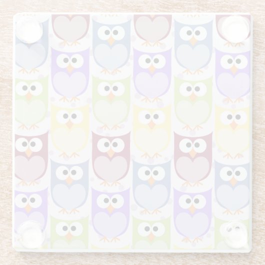 Leuke uilen, Uil Pattern, Baby uilen, Kleurrijke u Glazen Onderzetter (Achterkant)