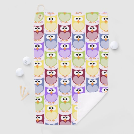 Leuke uilen, Uil Pattern, Baby uilen, Kleurrijke u Golfhanddoek (Insitu)