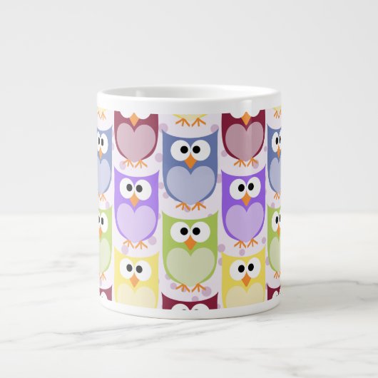 Leuke uilen, Uil Pattern, Baby uilen, Kleurrijke u Grote Koffiekop (Voorkant)