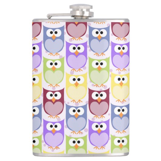 Leuke uilen, Uil Pattern, Baby uilen, Kleurrijke u Heupfles (Voorkant)