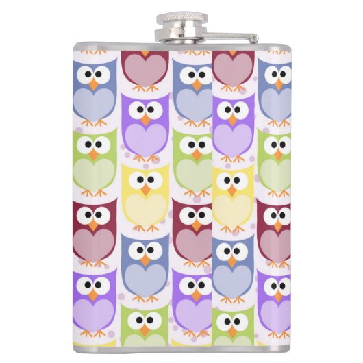 Leuke uilen, Uil Pattern, Baby uilen, Kleurrijke u Heupfles (Achterkant)