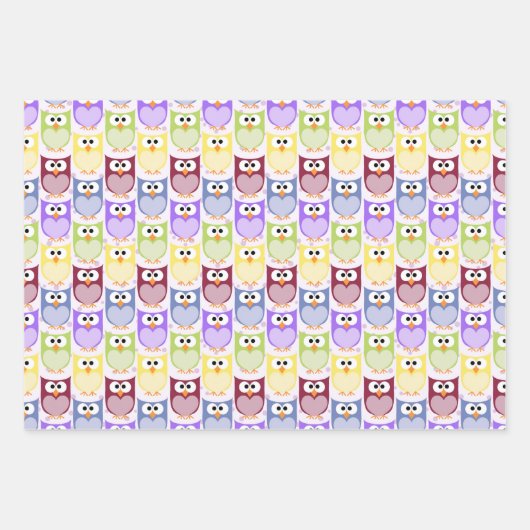 Leuke uilen, Uil Pattern, Baby uilen, Kleurrijke u Inpakpapier Vel (Voorkant)