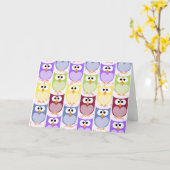 Leuke uilen, Uil Pattern, Baby uilen, Kleurrijke u Kaart (Gele Bloem)