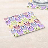 Leuke uilen, Uil Pattern, Baby uilen, Kleurrijke u Kartonnen Onderzetters (Schuin)