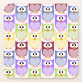 Leuke uilen, Uil Pattern, Baby uilen, Kleurrijke u Kartonnen Onderzetters (Voorkant)