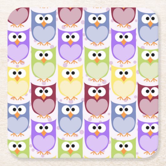 Leuke uilen, Uil Pattern, Baby uilen, Kleurrijke u Kartonnen Onderzetters (Voorkant)