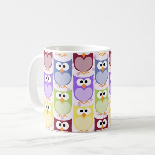 Leuke uilen, Uil Pattern, Baby uilen, Kleurrijke u Koffiemok (Voorkant links)