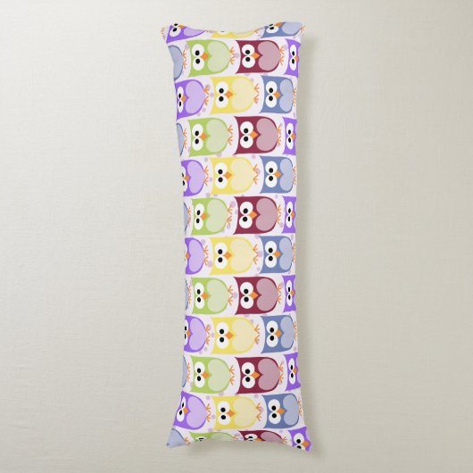 Leuke uilen, Uil Pattern, Baby uilen, Kleurrijke u Lichaamskussen (Voorkant Verticaal)
