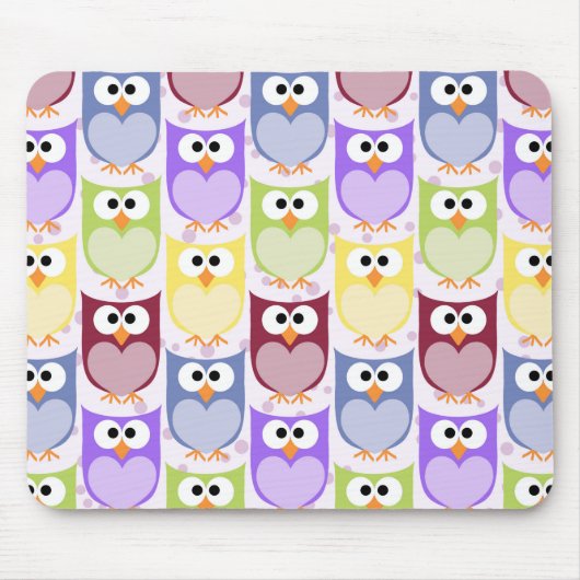 Leuke uilen, Uil Pattern, Baby uilen, Kleurrijke u Muismat (Voorkant)