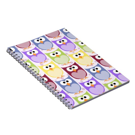 Leuke uilen, Uil Pattern, Baby uilen, Kleurrijke u Notitieboek (Rechterzijde)