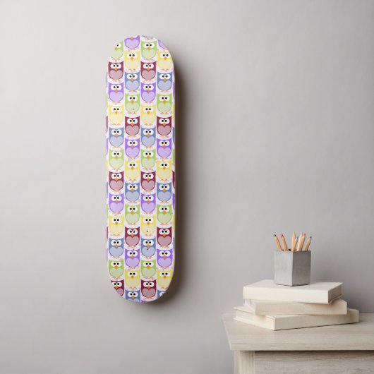 Leuke uilen, Uil Pattern, Baby uilen, Kleurrijke u Persoonlijk Skateboard (Muurkunst)