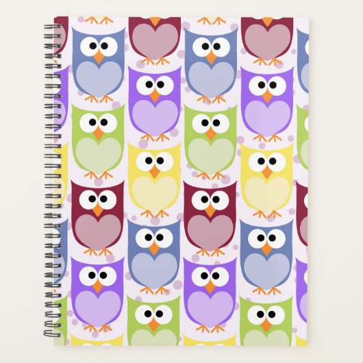 Leuke uilen, Uil Pattern, Baby uilen, Kleurrijke u Planner (Voorkant)