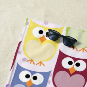 Leuke uilen, Uil Pattern, Baby uilen, Kleurrijke u Strandlaken