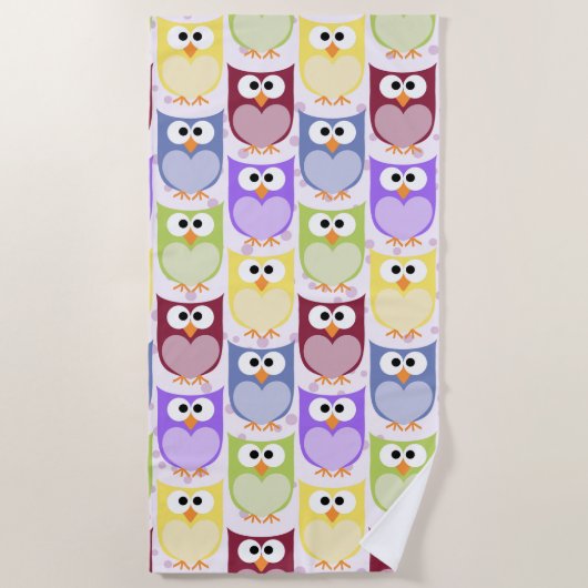 Leuke uilen, Uil Pattern, Baby uilen, Kleurrijke u Strandlaken (Voorkant)