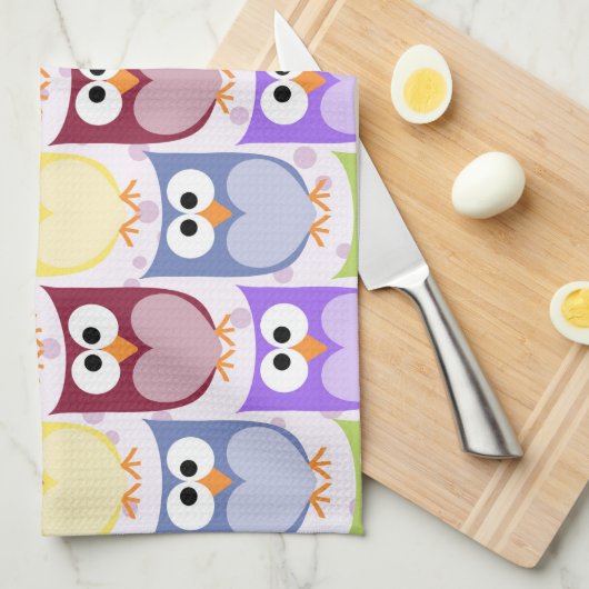 Leuke uilen, Uil Pattern, Baby uilen, Kleurrijke u Theedoek (Quarter Fold)