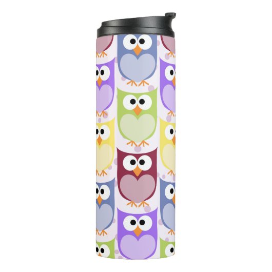 Leuke uilen, Uil Pattern, Baby uilen, Kleurrijke u Thermosbeker (Gedraaid links)