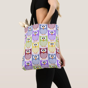 Leuke uilen, Uil Pattern, Baby uilen, Kleurrijke u Tote Bag