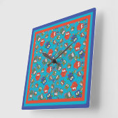Leuke uilen vierkante wandklok, rood, blauw, groen klok (Hoek)