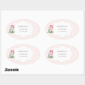 Leuke uilen Waterverf illustratie monogrammed Ovale Sticker (Vel)