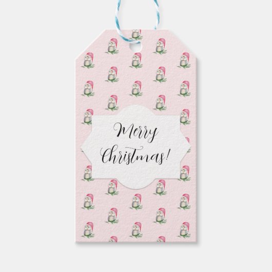 Leuke uilen Waterverf patroon monogram Cadeaulabel (Voorkant)