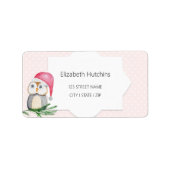 Leuke uilen Waterverf patroon monogram Etiket (Voorkant)