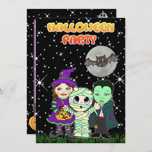 Leuke uitnodiging voor Halloween (Voorkant / Achterkant)