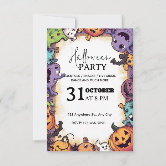 Leuke uitnodiging voor kinderfeestje Halloween – B (Voorkant)
