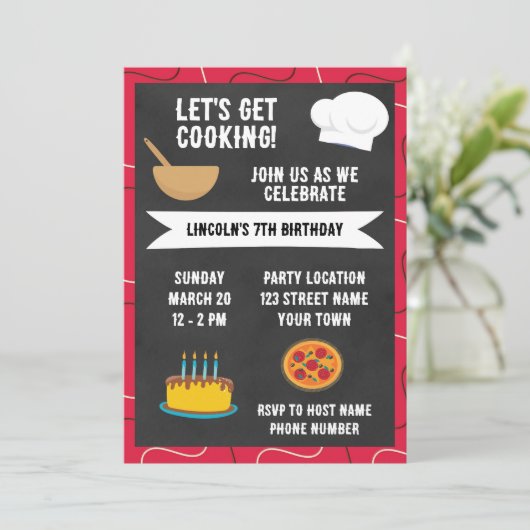 Leuke uitnodiging voor kookfeestje (Staand voorkant)
