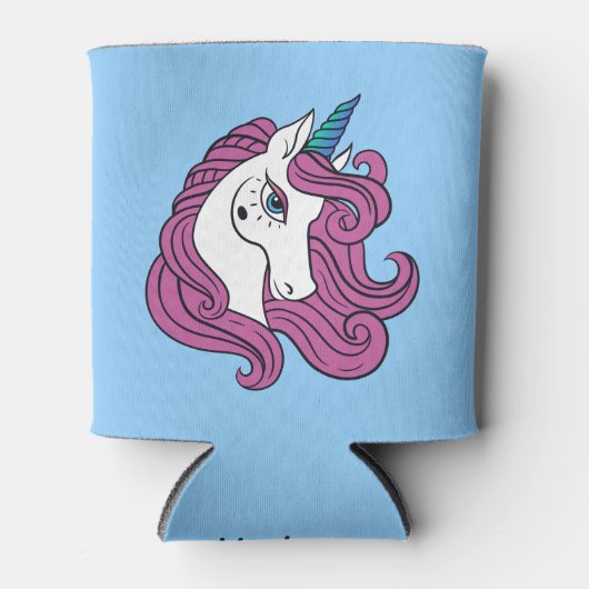 Leuke Unicorn aangepaste naam & kleur koelbox Blikjeskoeler (Voorkant)
