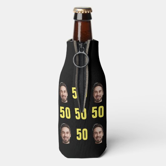 Leuke unieke 50ste verjaardag foto Cool Retro Flesjeskoeler (Fles Achterkant)