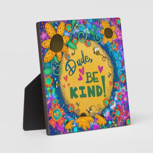 Leuke unieke bloemendude Be Kind Inspirivity Plaqu Fotoplaat (Voorkant)