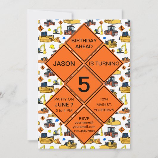 Leuke unieke bouwzone verkeersborden Verjaardag Kaart (Voorkant)