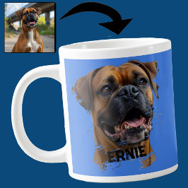 Leuke Unieke Boxer Hond Papa Lover Foto Blauw Grote Koffiekop