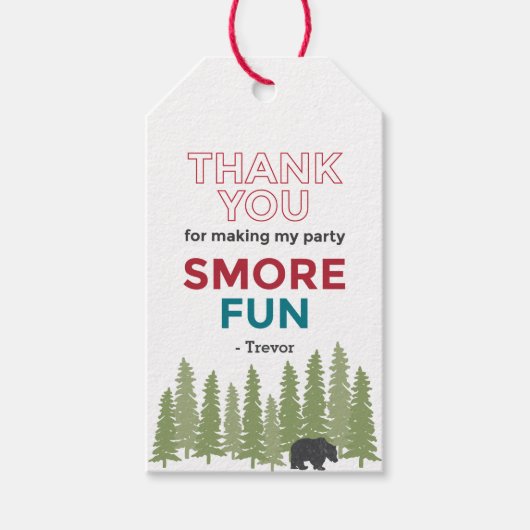Leuke unieke gepersonaliseerde kamp verjaardag bed cadeaulabel (Voorkant)