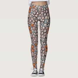 Leuke unieke grijze monster-oogbal Halloween-doodl Leggings