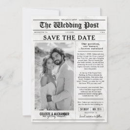 Leuke unieke krant Save the Date Fotobruiloft Kaart